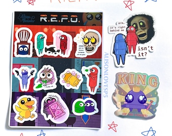 R.E.P.O. Roboter-Meme-Sticker / Bogen Headman King Gamer Duck REPO PC Holographic
