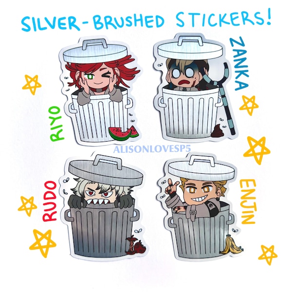 SILVER TRASH STICKERS // Metal Garbage Cans Shiny