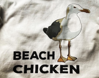 BEACH CHICKEN SHIRT Funny Seagull Camiseta en venta Bird Meme Beach Fashion boardwalk souvenir gráfico tee Gull argot rad camisas nj shore usa