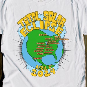 Official 2024 TOTAL SOLAR Eclipse shirt souvenir with USA map Totality Path Moon Viewing Party Festival Glasses for sale April 8 Event Gifts