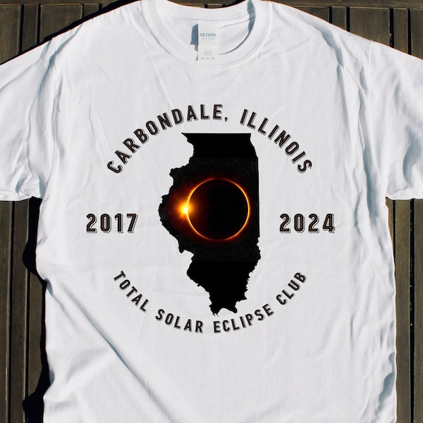 CARBONDALE Total Solar Eclipse shirt souvenir April 8 2024 Illinois viewing party club tshirt gift totality moon phase event lunar map 2017