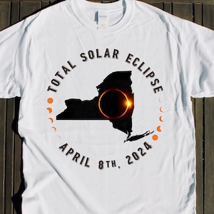 TOTAL SOLAR ECLIPSE New York camiseta recuerdo abril 8 2024 fiesta de visualización regalo totalidad luna fase diseño evento mapa lunar path Syracuse