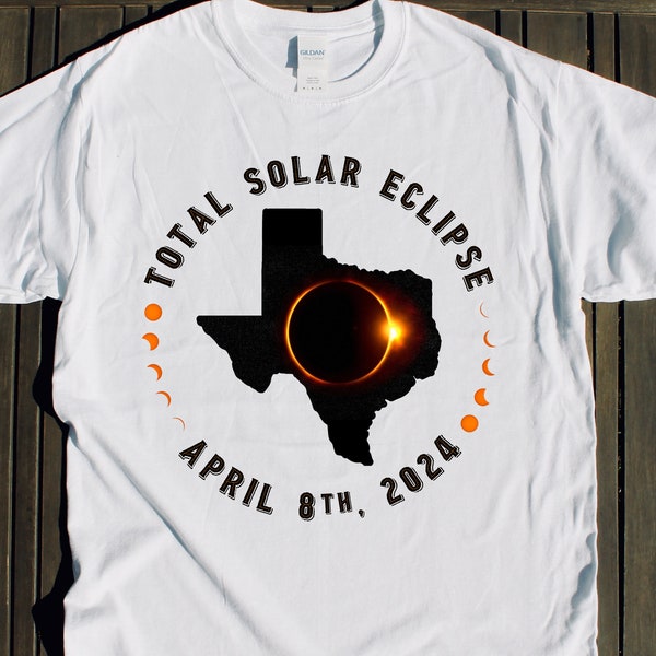 TOTAL SOLAR ECLIPSE Texas shirt souvenir April 8 2024 viewing party tshirt gift totality moon phase event lunar map Austin Dallas Waco tee