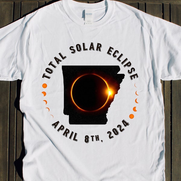 TOTAL SOLAR ECLIPSE Arkansas shirt souvenir gift viewing party tshirt April 8 2024 totality moon design United States event lunar astronomy