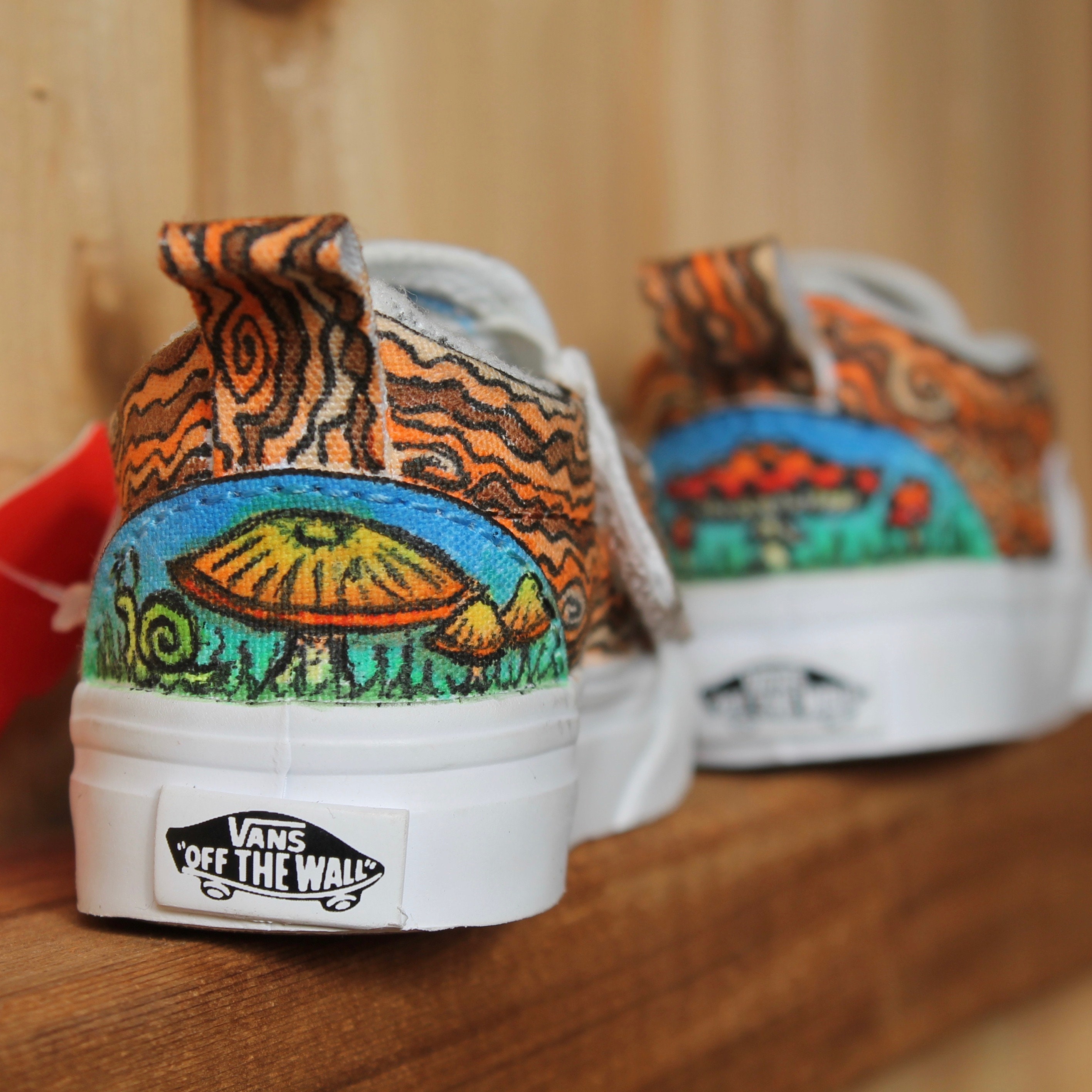 Mushroom themed custom Vans Slip On Sneakers - ShopperBoard