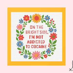 Funny Cross Stitch Pattern I&#39;m not addicted Cross Stitch Pattern, funny quote, instant dowload
