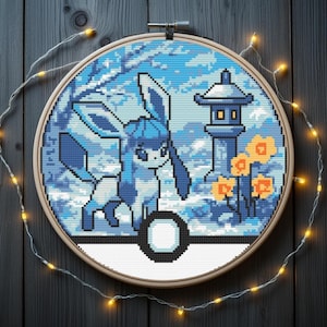 Glaceon Kreuzstichmuster, Pokeball Kreuzstichmuster | Pokemon Kreuzstich Stickmuster zum sofortigen Download