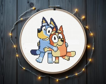 Blue Dog Cross Stitch Pattern | Best Friends , instant PDF download