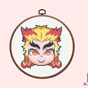 Rengoku Cross Stitch Pattern | Demon Anime , instant dowload