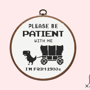 Please Be Patient With Me Cross Stitch Pattern, I&#39;m From The 1900s, Funny Cross Stitch Pattern,  instant download