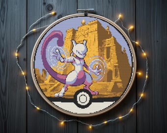 Mewtwo kruissteekpatroon | Pokeball kruissteekpatroon | Pokémon kruissteekpatroon | Direct downloaden