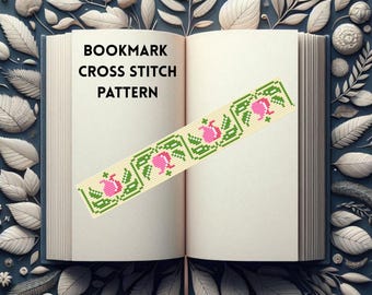 Bookmark Cross Stitch Pattern | Easy to Follow, Flower Bookmark Cross Stitch Pattern, instant download