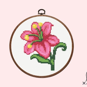 Flower Cross Stitch Pattern | Tropical Flower Cross Stitch Pattern,  instant dowload