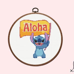 アロハステッチ スティッチ すだれ リロ アンド スティッチ アロハ クロスステッチ パターン | 刺繍