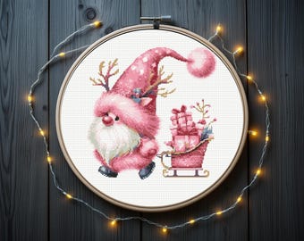 Gnome Cross Stitch Pattern | Christmas Gnome Cross Stitch Pattern, instant download