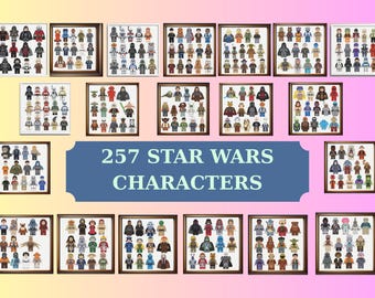 257 Star Wars-personages kruissteekpatronen, bundel met alle personages, direct te downloaden als PDF.
