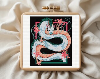 Anime Dragon Cross Stitch Patterns, Instant PDF Download