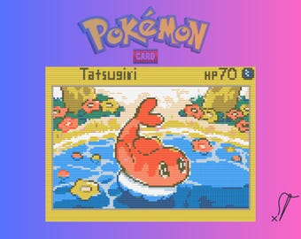 Pokemon Card Cross Stitch Pattern, Tatsugiri Cross Stitch Pattern
