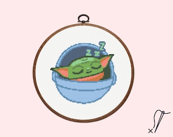 Baby Yoda kruissteekpatroon | Star Wars kruissteekpatroon, direct te downloaden als PDF