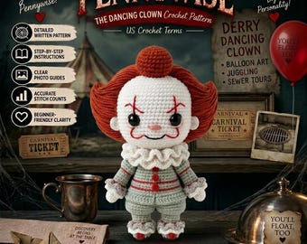 Häkelanleitung für Horrorpuppen, Amigurumi-Puppe (PDF), Grusel-Häkelanleitung, Horror-Puppe mit Filmfigur (digitaler Download)