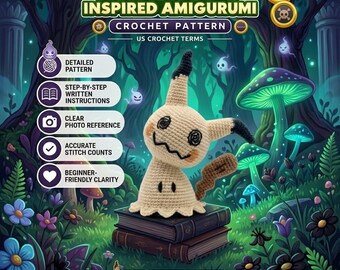 Mimikyu Häkelanleitung (PDF), Pokémon Amigurumi-Anleitung, süßes Geister-Plüschtier, Halloween-Häkeln, digitaler Download