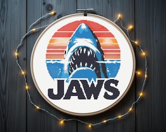 Jaws Cross Sttch Pattern, Shark Cross Stitch Pattern, instant download