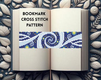 Bookmark Cross Stitch Pattern | Easy to Follow, Stary Night Bookmark Cross Stitch Pattern, instant download