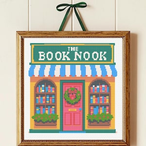 Christmas Shop Cross Stitch Pattern, Book Shop Cross Stitch Pattern , Christmas Town,  instant download
