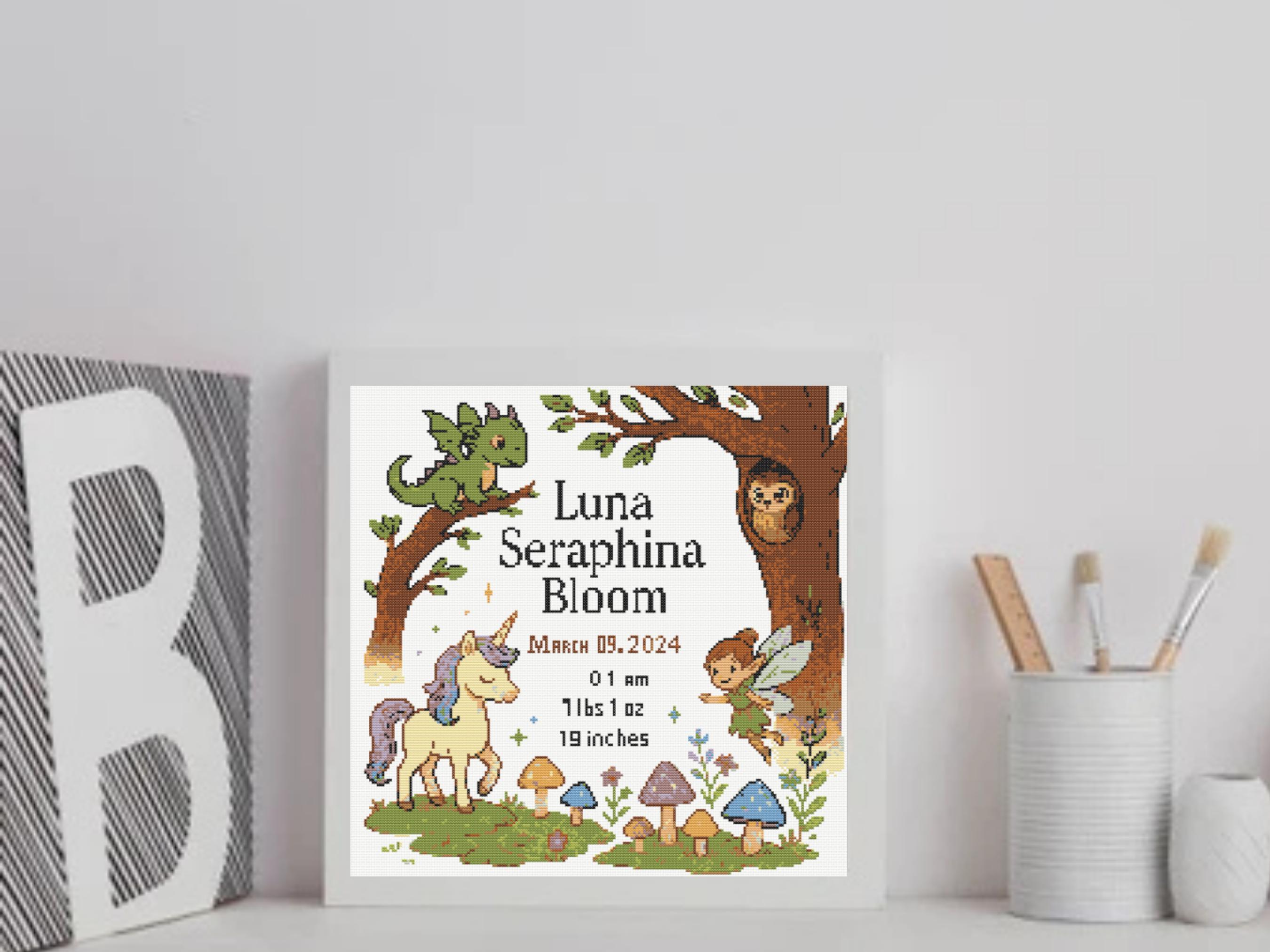 Birth Announcement Cross Stitch Pattern PDF | Fairy Forest Sampler ...