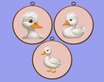 Enten-Kreuzstichmuster | Set mit 3 Enten-Kreuzstichmustern, sofortiger Download