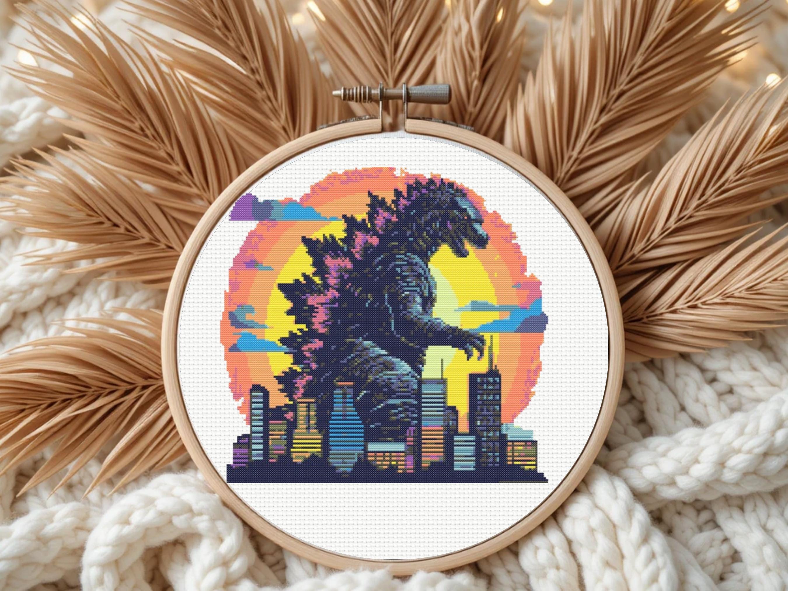 Godzilla Cross Stitch Pattern | Monster Cross Stitch Pattern, Instant ...