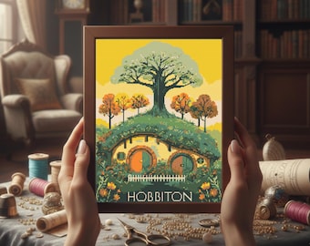 Wzór haftu krzyżykowego Hobbiton, wzór haftu krzyżykowego Shire, Śródziemie, do pobrania natychmiast