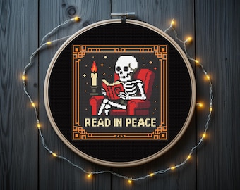 Read in Peace Cross Stitch Pattern | Book Lover Cross Stitch Pattern, instant download