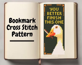 Eend boekenlegger kruissteekpatroon, direct te downloaden als PDF.