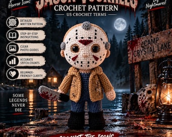 Häkelanleitung für Horrorfiguren, Amigurumi-Puppe (PDF), Gruselige Halloween-Häkelanleitung, Slasher-Filmfigur (digitaler Download)
