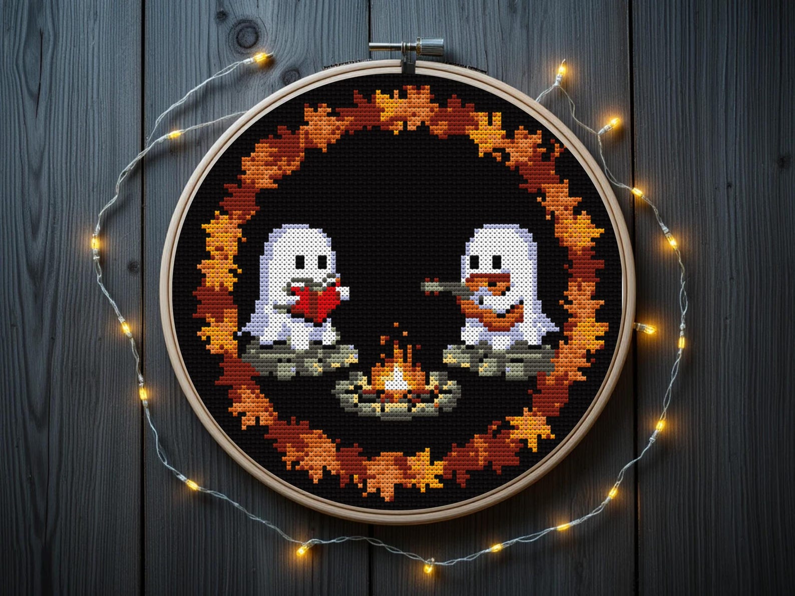 Ghost Stitching Pattern Camping Ghost Cross Stitch Pattern, Cute Ghosts Cross Stitch Pattern ...
