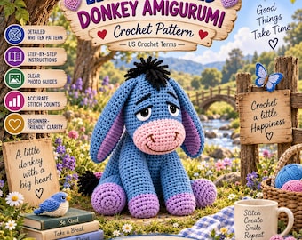 Eeyore Crochet Pattern, Winnie the Pooh  Amigurumi PDF, Crochet Eeyoore