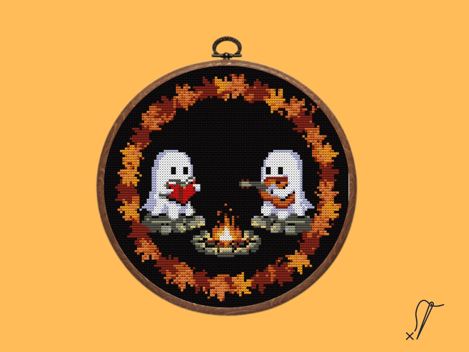 Camping Ghost Cross Stitch Pattern, Cute Ghosts Cross Stitch Pattern ...