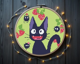 Anime Cat Cross Stitch, instant PDF download