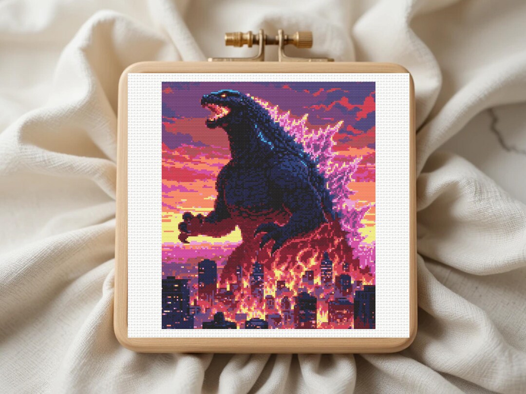 Godzilla Cross Stitch Pattern, Instant PDF Download - Etsy