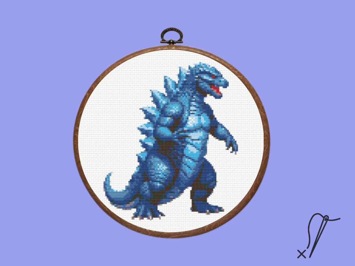 Sweeter Godzilla Pattern Godzilla Cross Stitch Pattern | Set of 3 Monster Cross Stitch Pattern ...