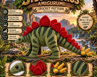 Dinosaurus haakpatroon, Amigurumi patroon, gehaakte dinosaurus pluche, dinosaurus Amigurumi PDF