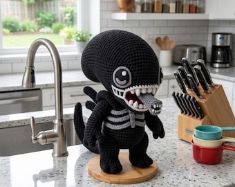 Xenomorph Alien Amigurumi Häkelanleitung, Amigurumi Alien PDF, Filmcharakter-Muster, digitaler Download