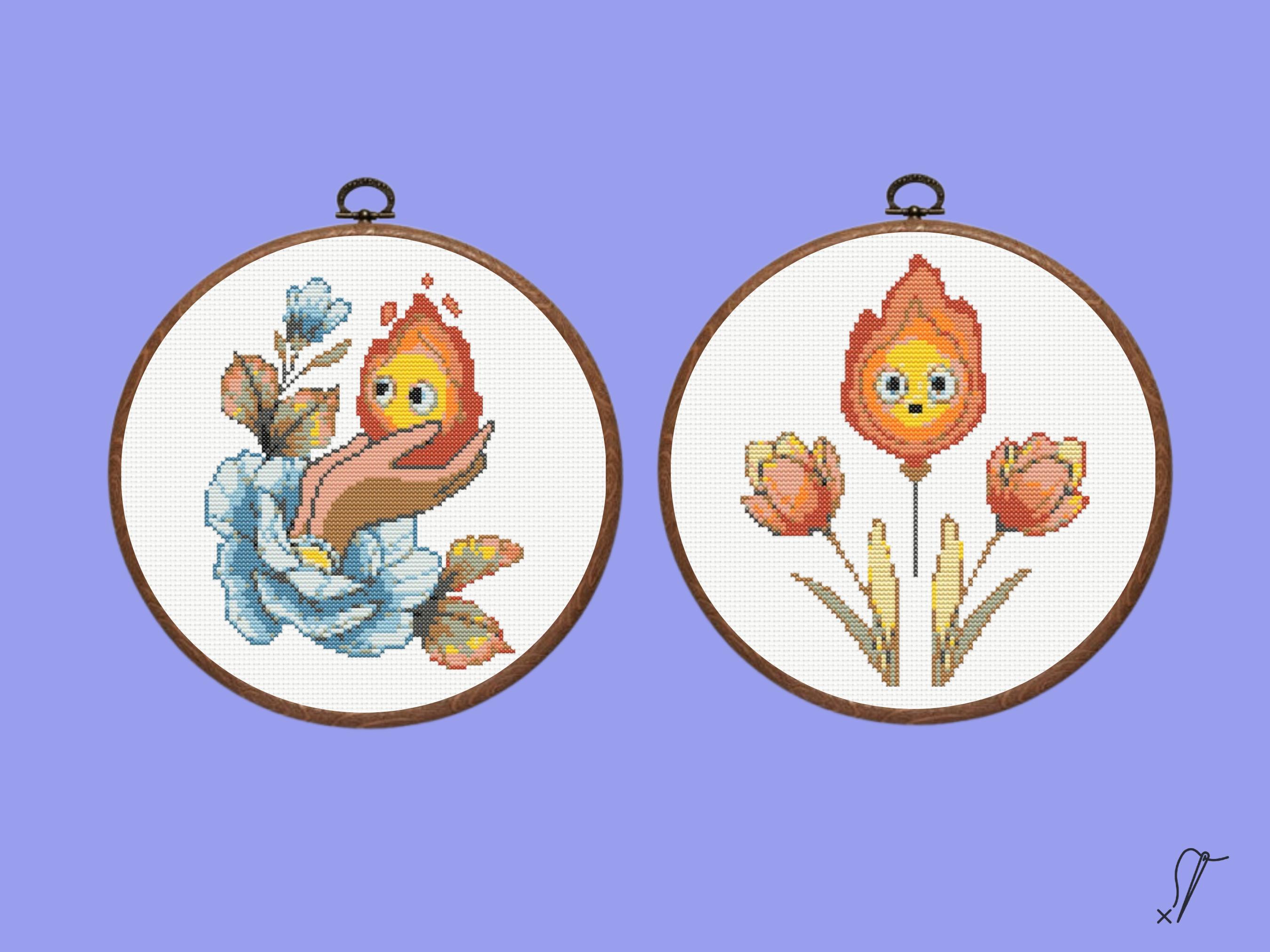 Calcifer cross stitch - Etsy 日本