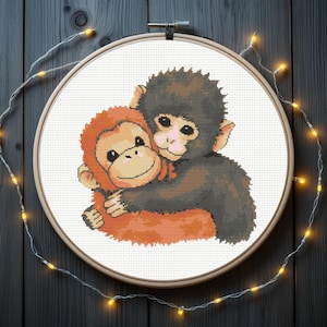 Patrón de punto de cruz Punch Monkey / descarga instantánea en PDF