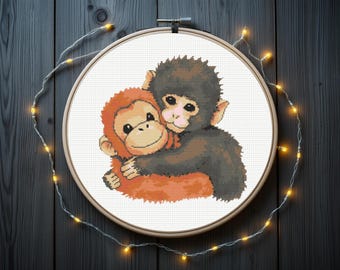 Punch Monkey Cross Stitch Pattern | Instant PDF Download - Etsy