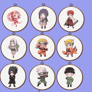Anime Cross Stitch Pattern | Set of 9 Anime Cross Stitch Patterns, instant download