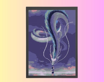 Drakenkruissteek, anime-kruissteekpatroon, instant pdf-download