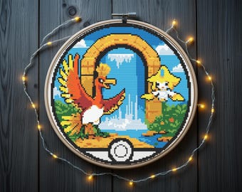 Ho-oh en Jirachi kruissteekpatroon, Pokeball kruissteekpatroon | Pokémon kruissteekpatroon, direct te downloaden