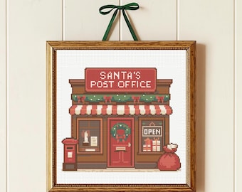 Christmas Shop Cross Stitch Pattern, Post Office Cross Stitch Pattern , Christmas Town,  instant download